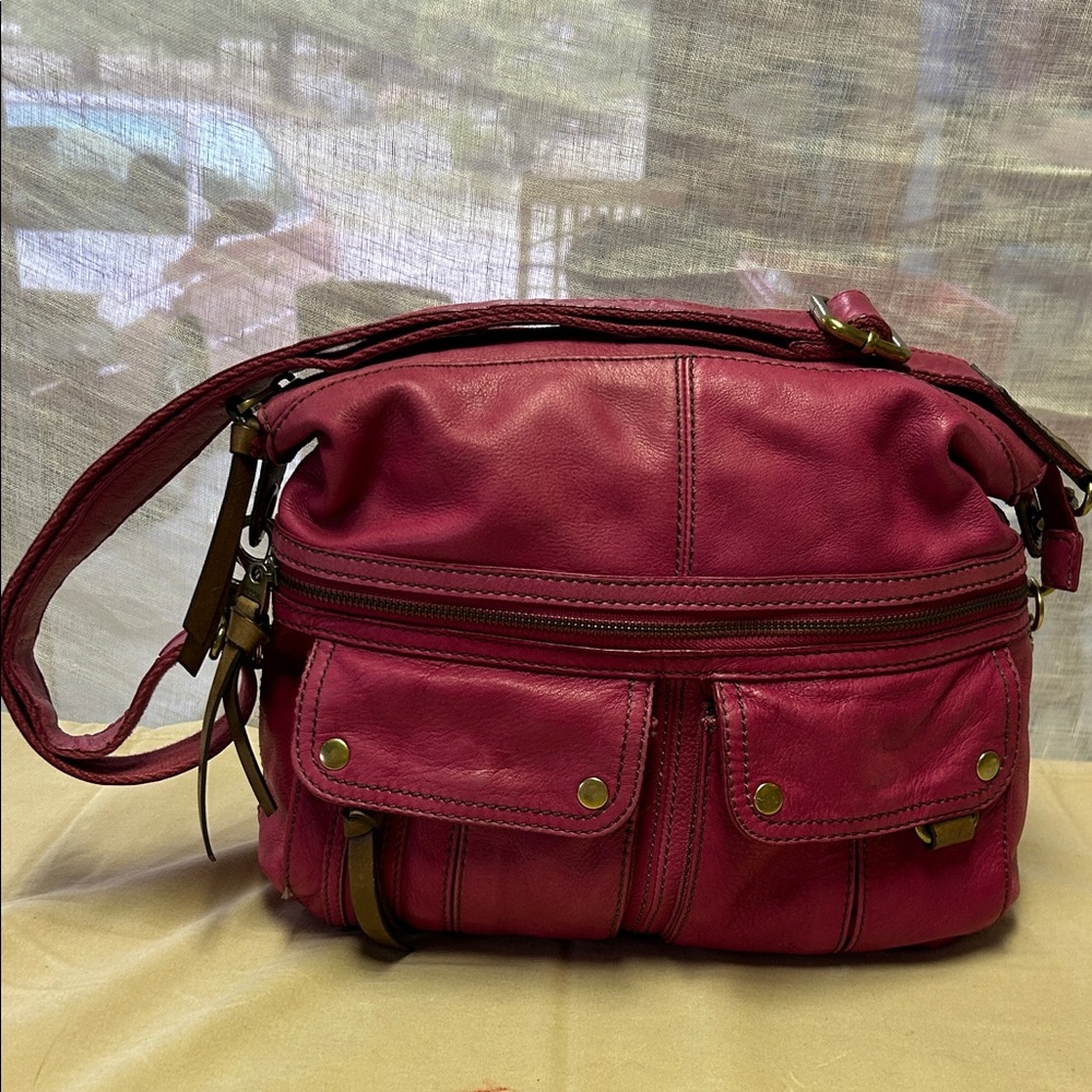 Fossil Pink Leather Shoulder Bag